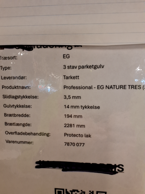 Tarkett Eg stavparket 7.5 m2